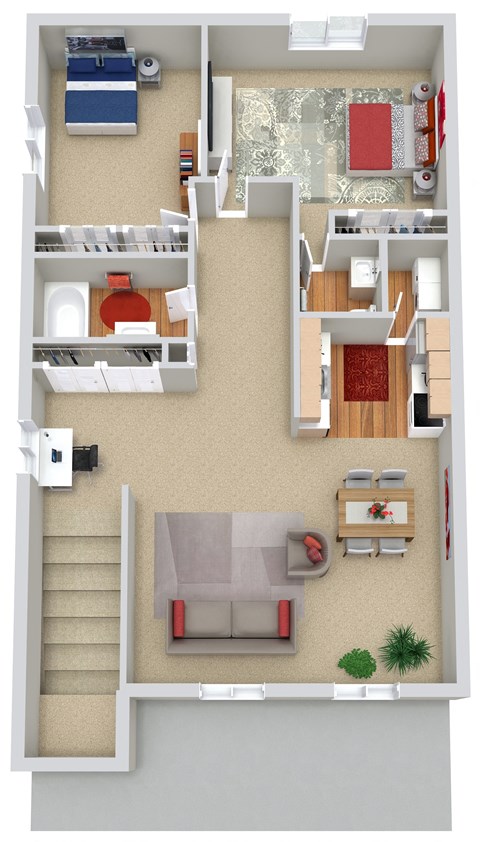 Floor plan for 2 beds, 1.5 baths, 1200 sqft